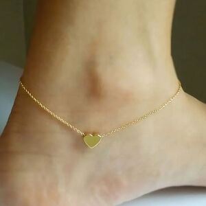 Minimalist Gold‎ Heart Adjustable Pendant Anklet or Bracelet